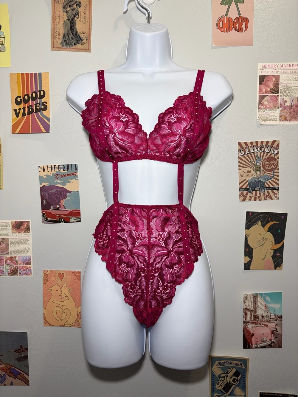 La SENZA Wine Red Lace Strappy Bodysuit